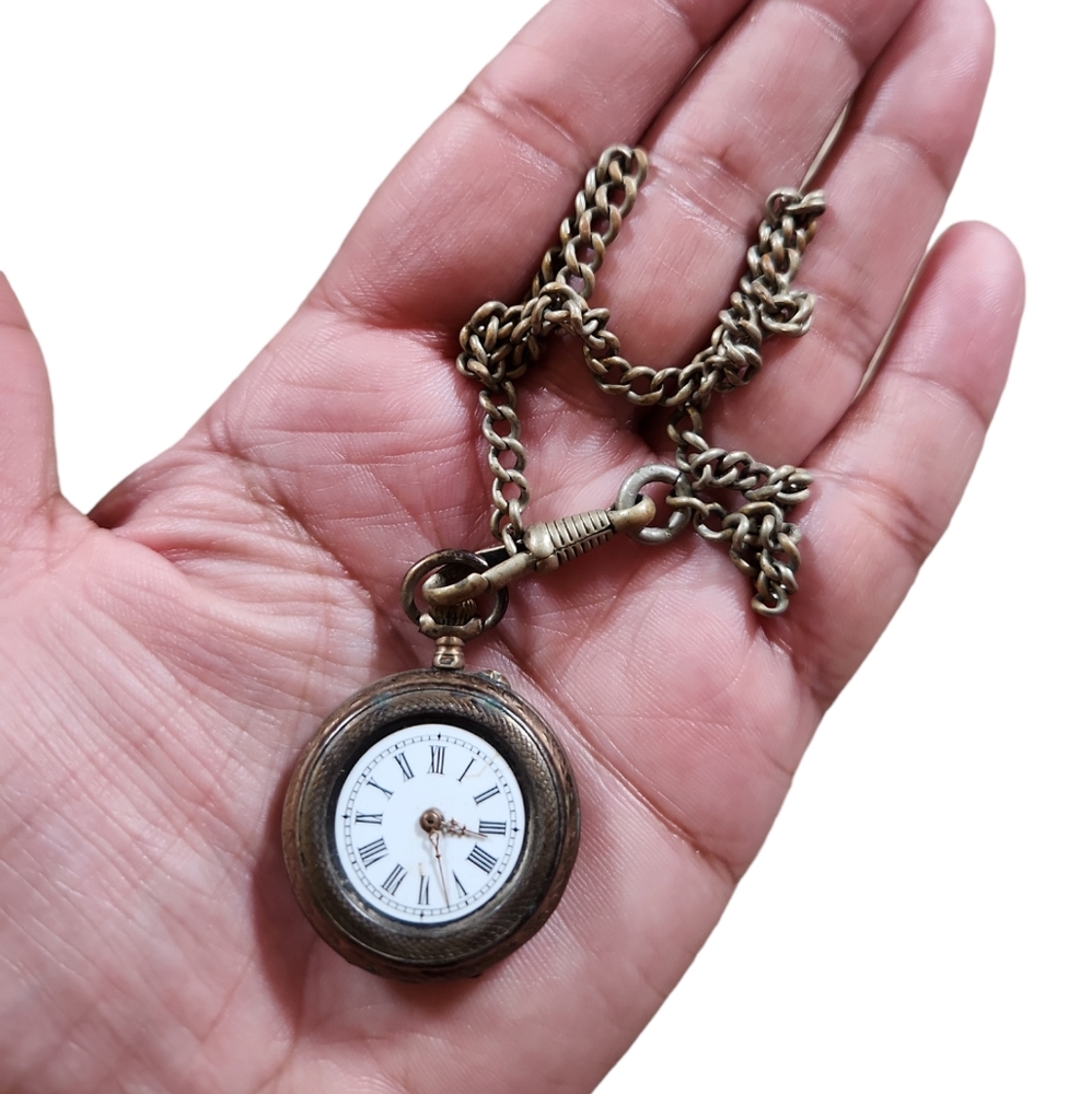 Antique Remontoir Pocket Watch No Glass 8" Gem